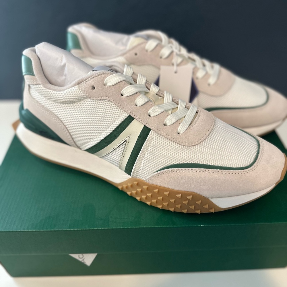 Lacoste Spin Deluxe Sneakers in White and Green